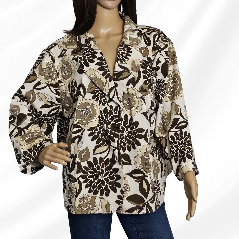 2/$50 Joan Rivers Green Floral Blazer Size 3X
